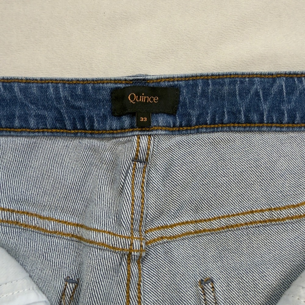 Quince Bella Stretch Relaxed Straight Jeans Atlantic Blue 33 CRGCLC006 NWT - Picture 3 of 11